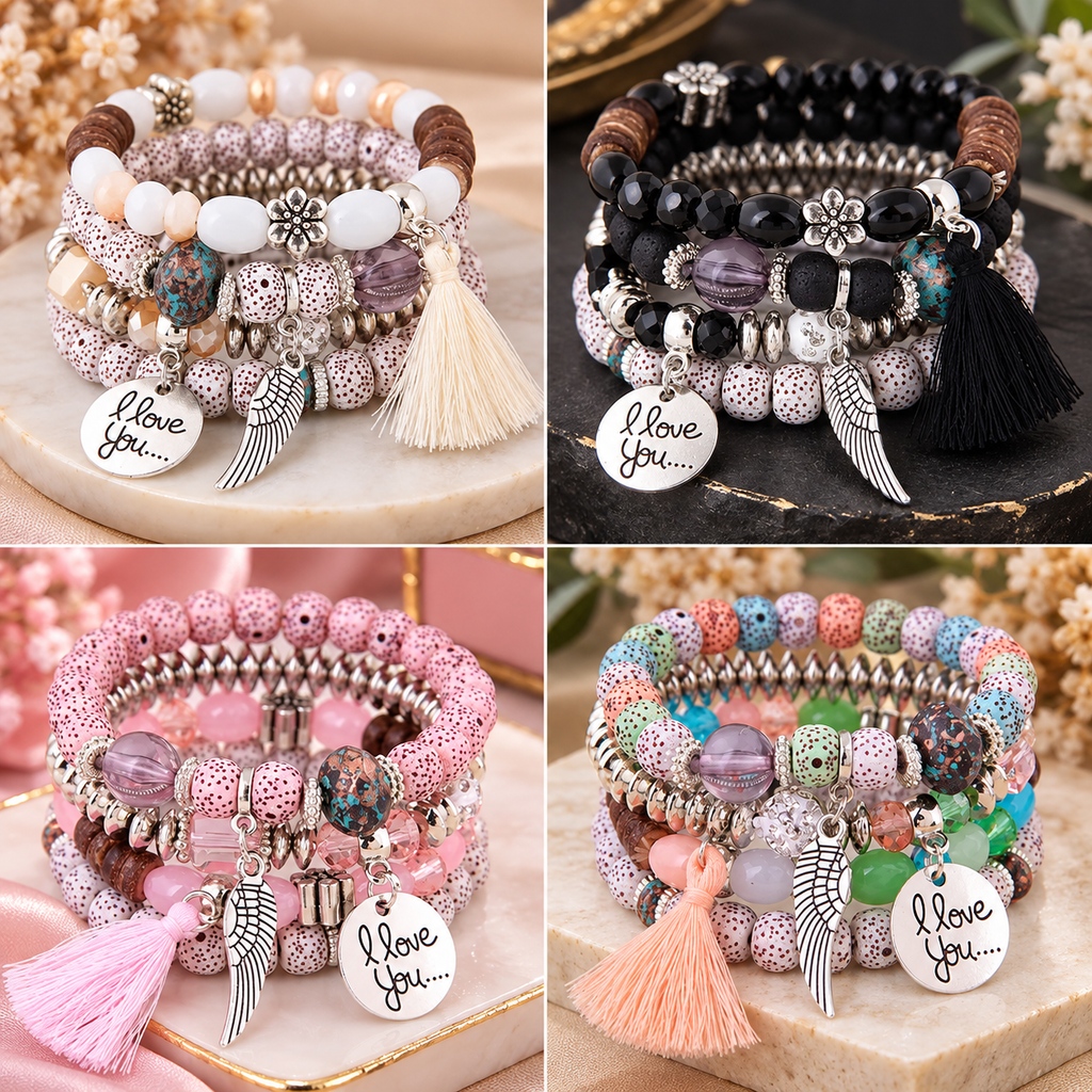Blush Bohemian Charm Bracelet
