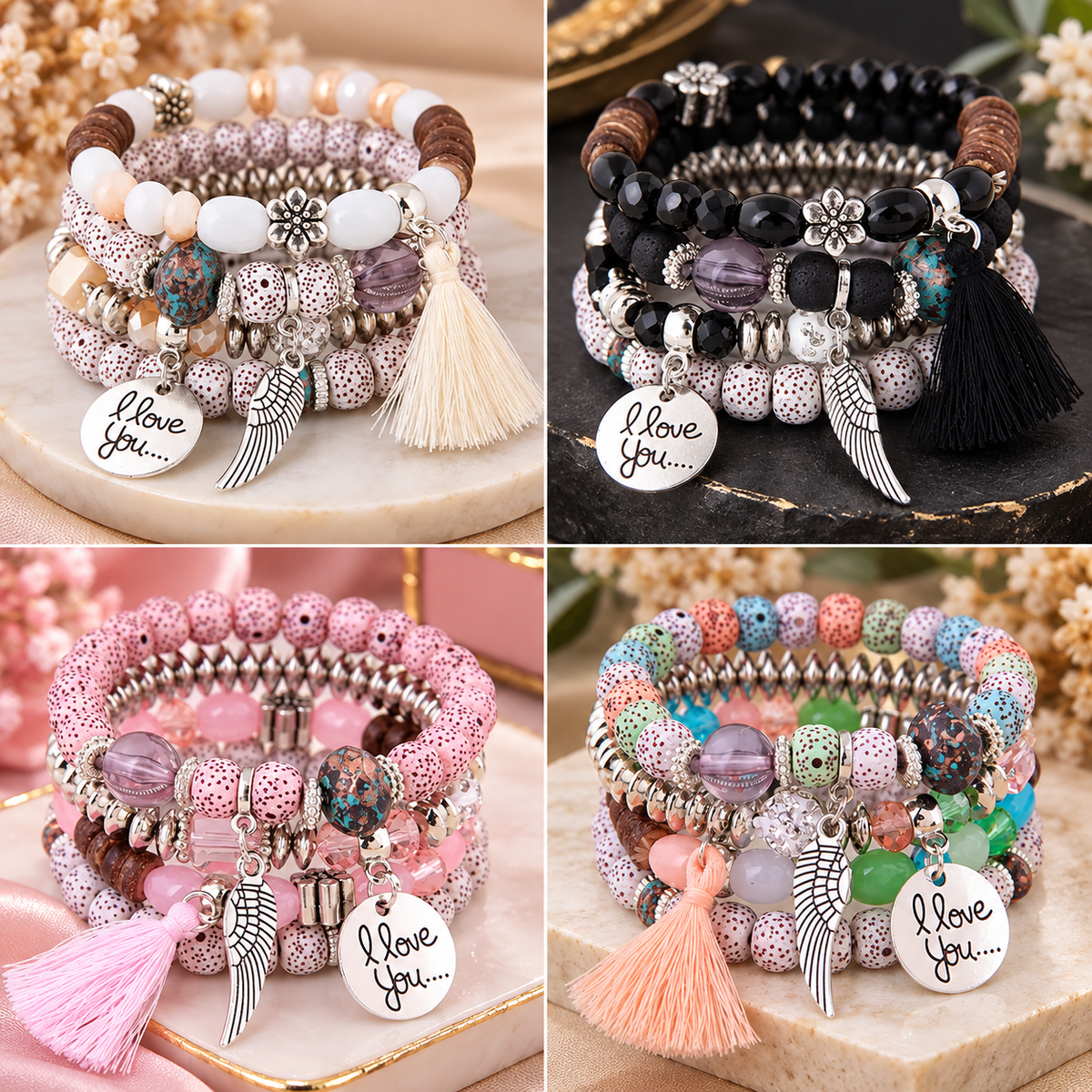 Blush Bohemian Charm Bracelet
