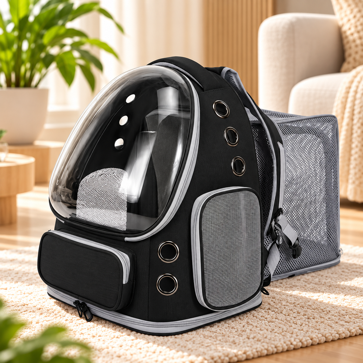 AeroPet Expandable Backpack – Breathable Travel Carrier for Cats & Small Dogs