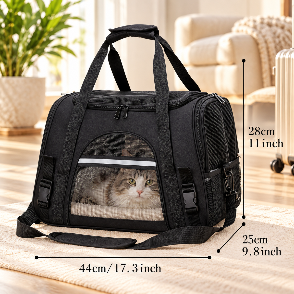 LuxePet Travel Carrier -Soft Airline-Approved Bag for Cats & Dogs
