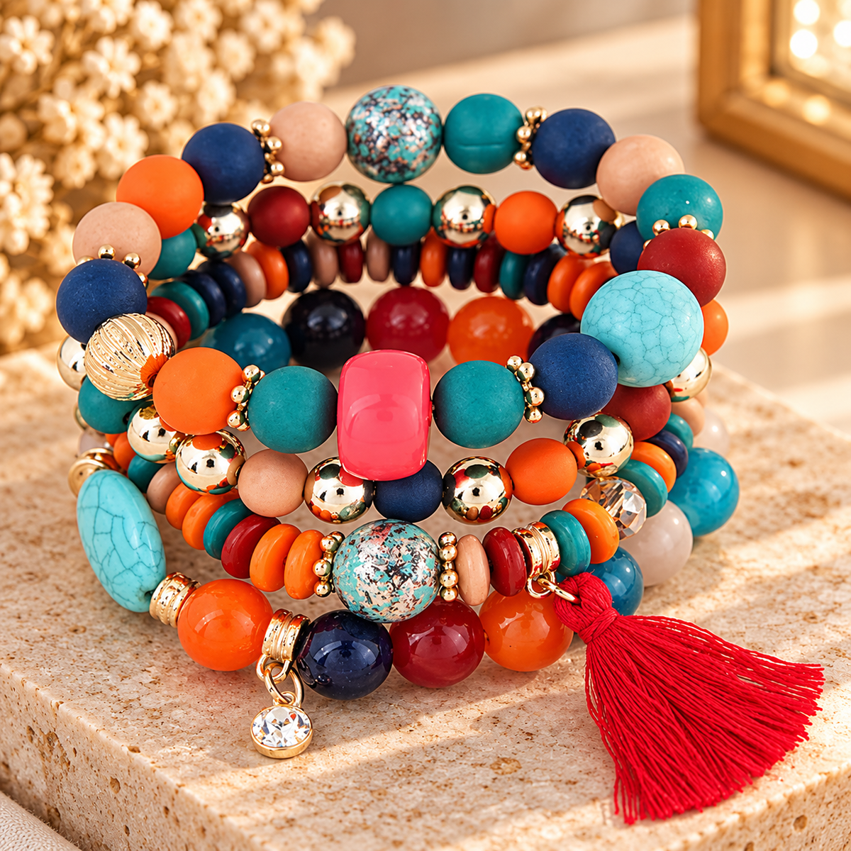 Blush Bohemian Charm Bracelet
