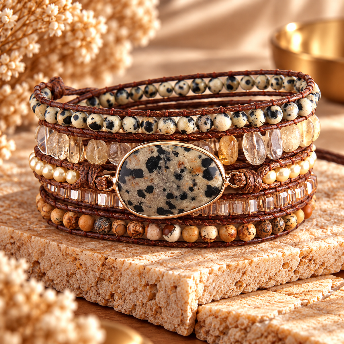 Midnight Stone Wrap Bracelet