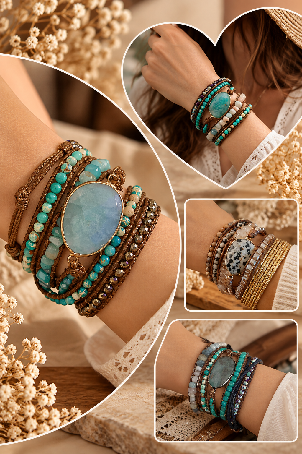 Midnight Stone Wrap Bracelet
