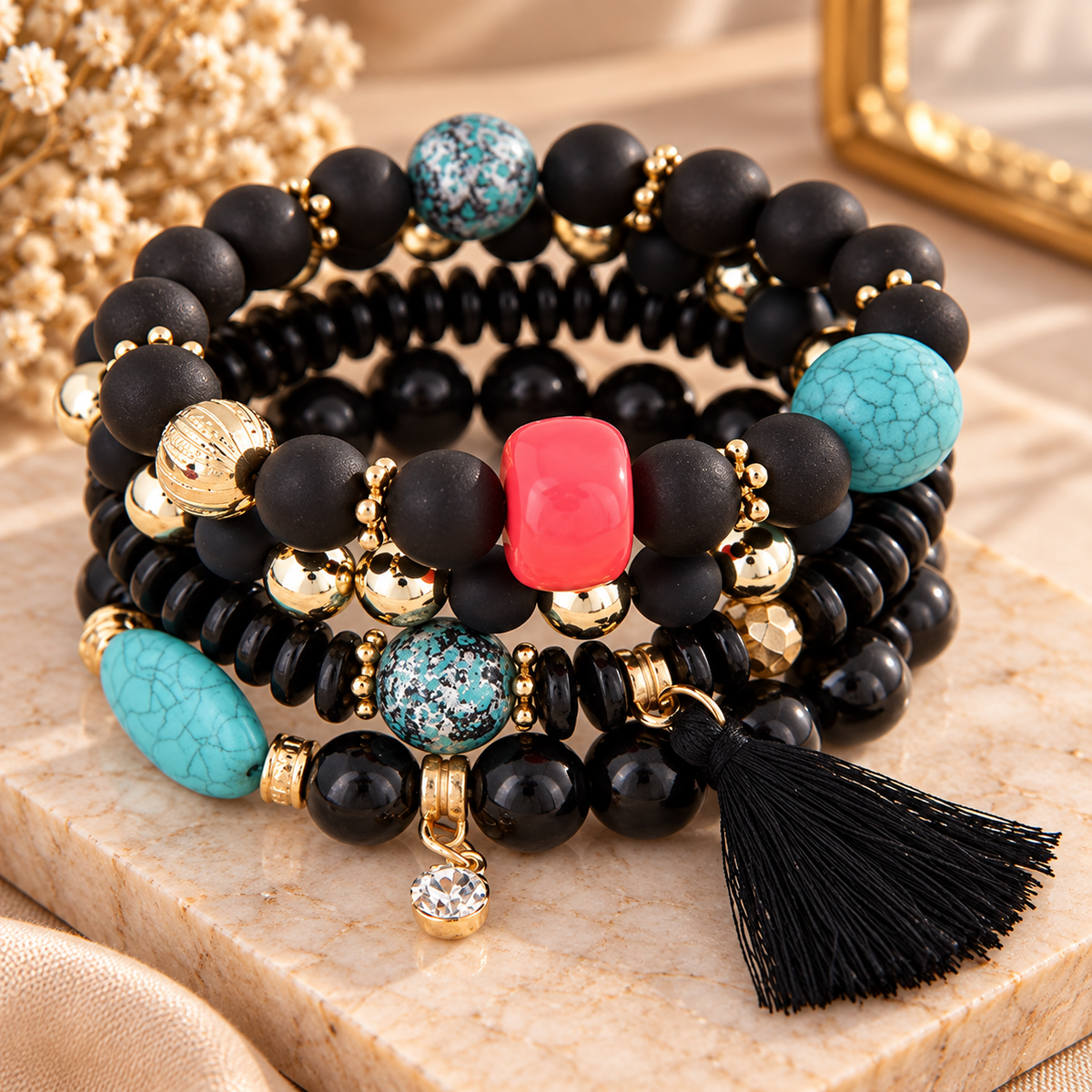 Blush Bohemian Charm Bracelet