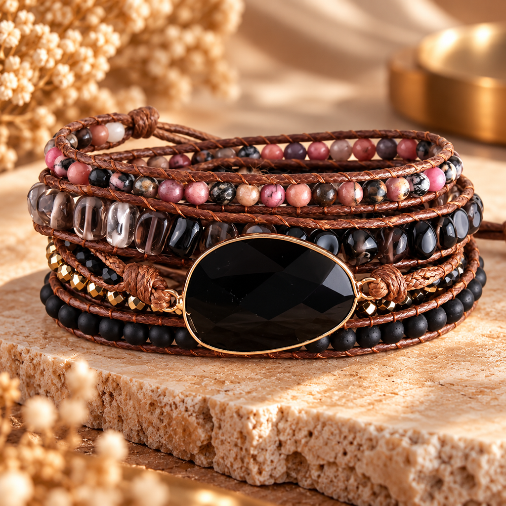 Midnight Stone Wrap Bracelet