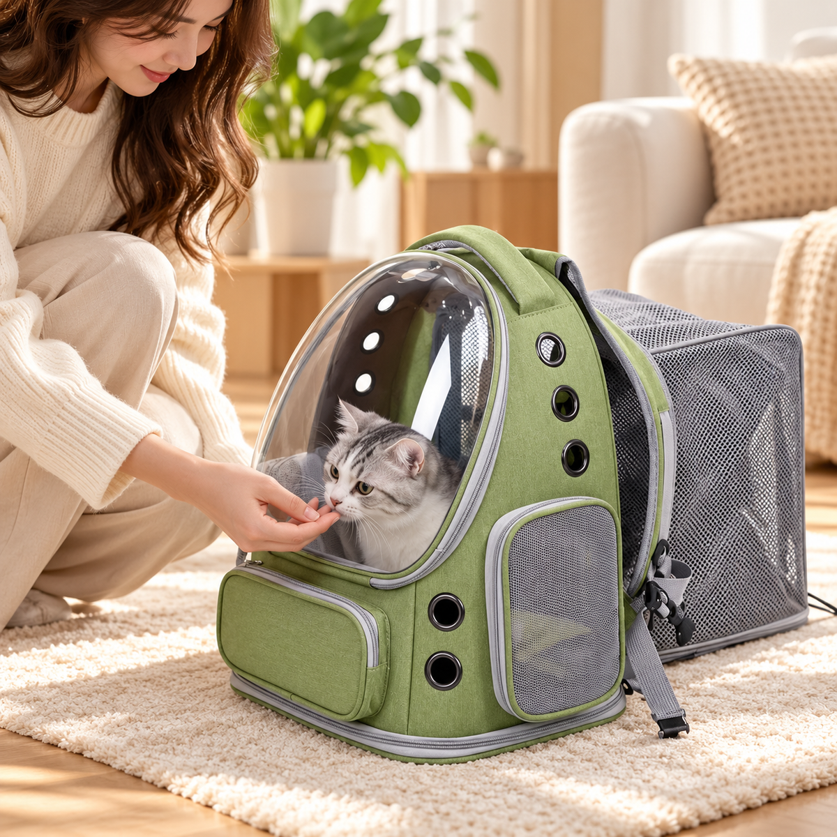 AeroPet Expandable Backpack – Breathable Travel Carrier for Cats & Small Dogs
