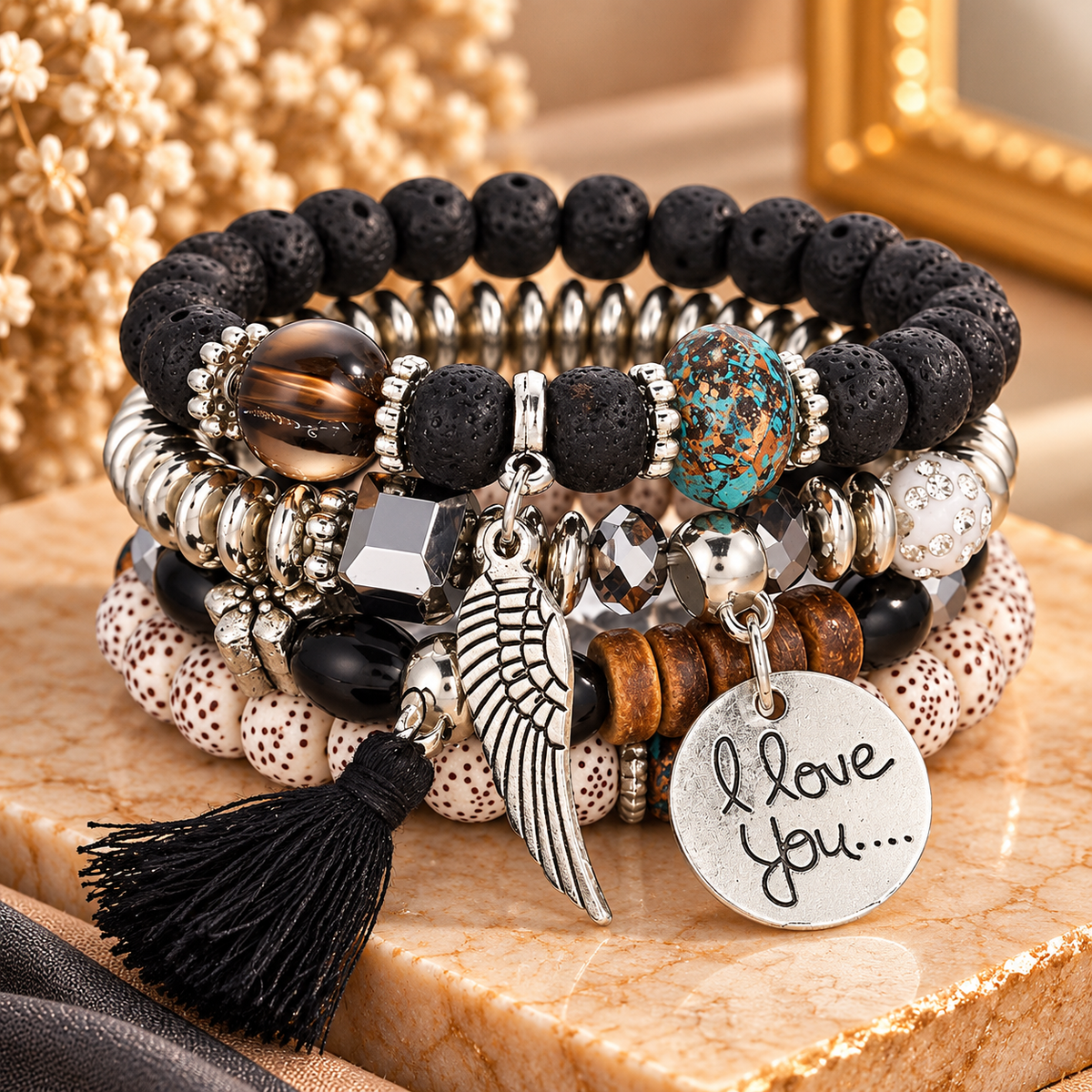 Blush Bohemian Charm Bracelet