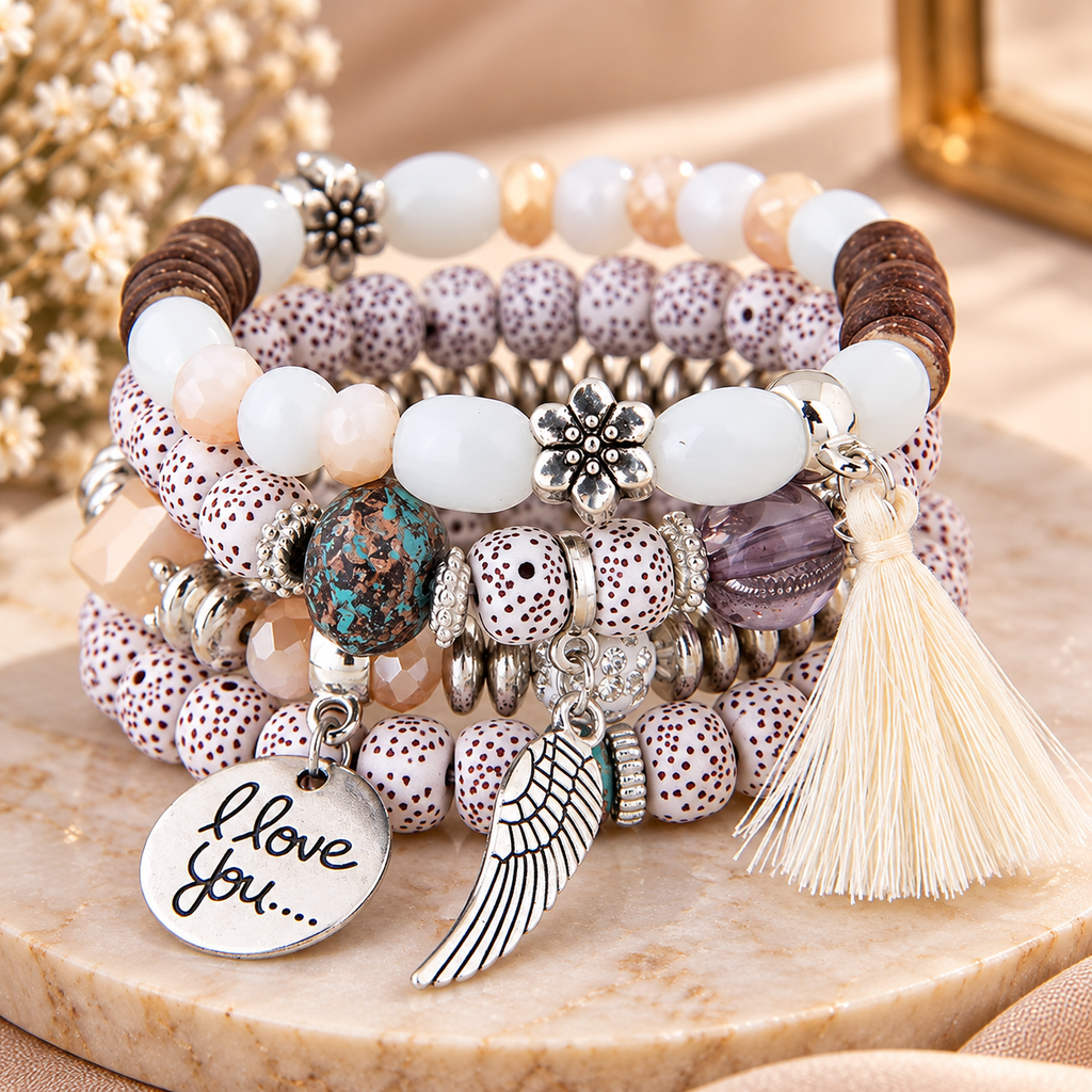 Blush Bohemian Charm Bracelet