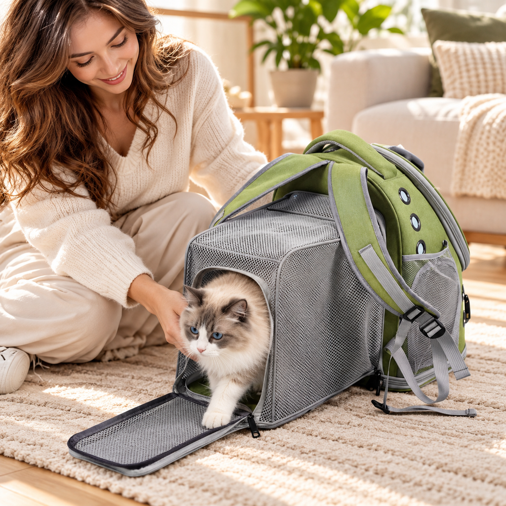 AeroPet Expandable Backpack – Breathable Travel Carrier for Cats & Small Dogs