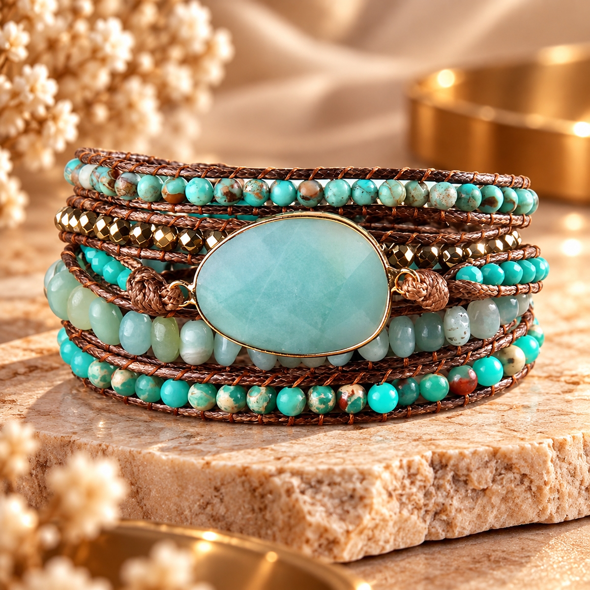 Midnight Stone Wrap Bracelet