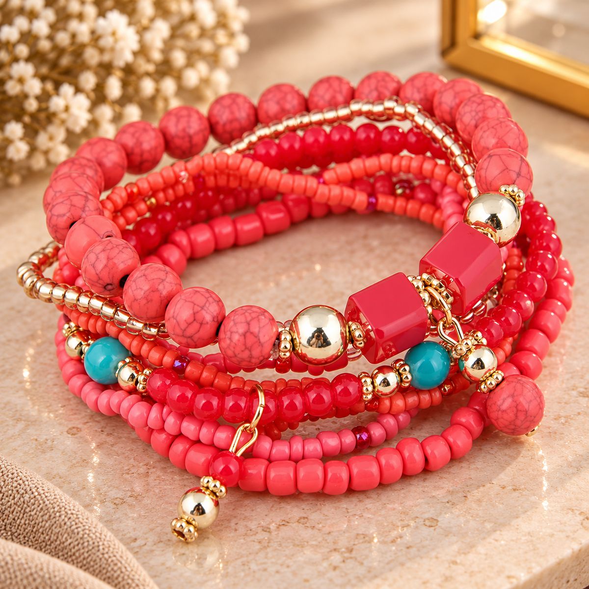 Blush Bohemian Charm Bracelet