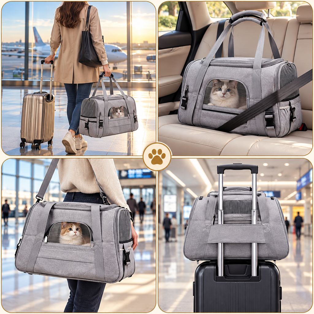 LuxePet Travel Carrier -Soft Airline-Approved Bag for Cats & Dogs