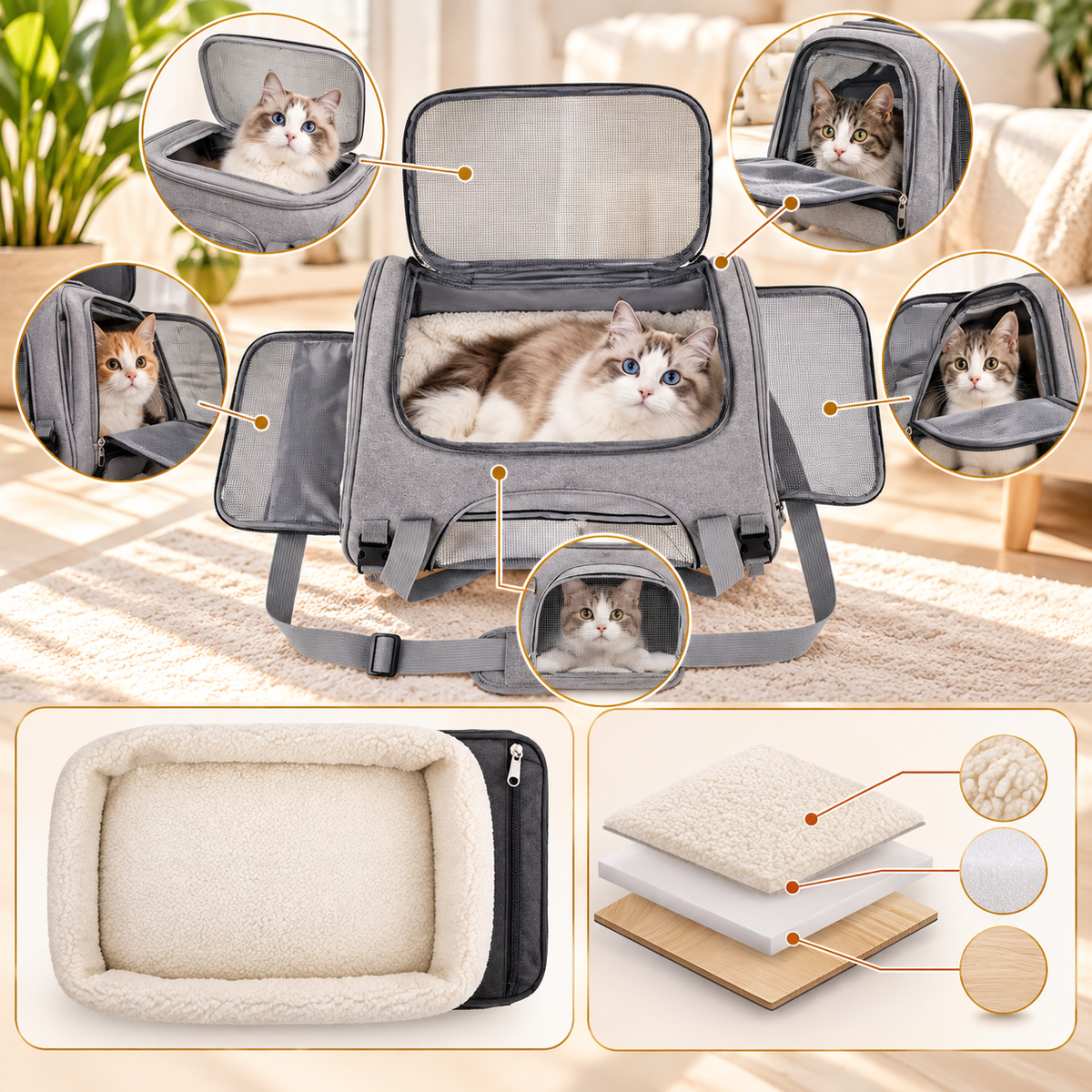 LuxePet Travel Carrier -Soft Airline-Approved Bag for Cats & Dogs