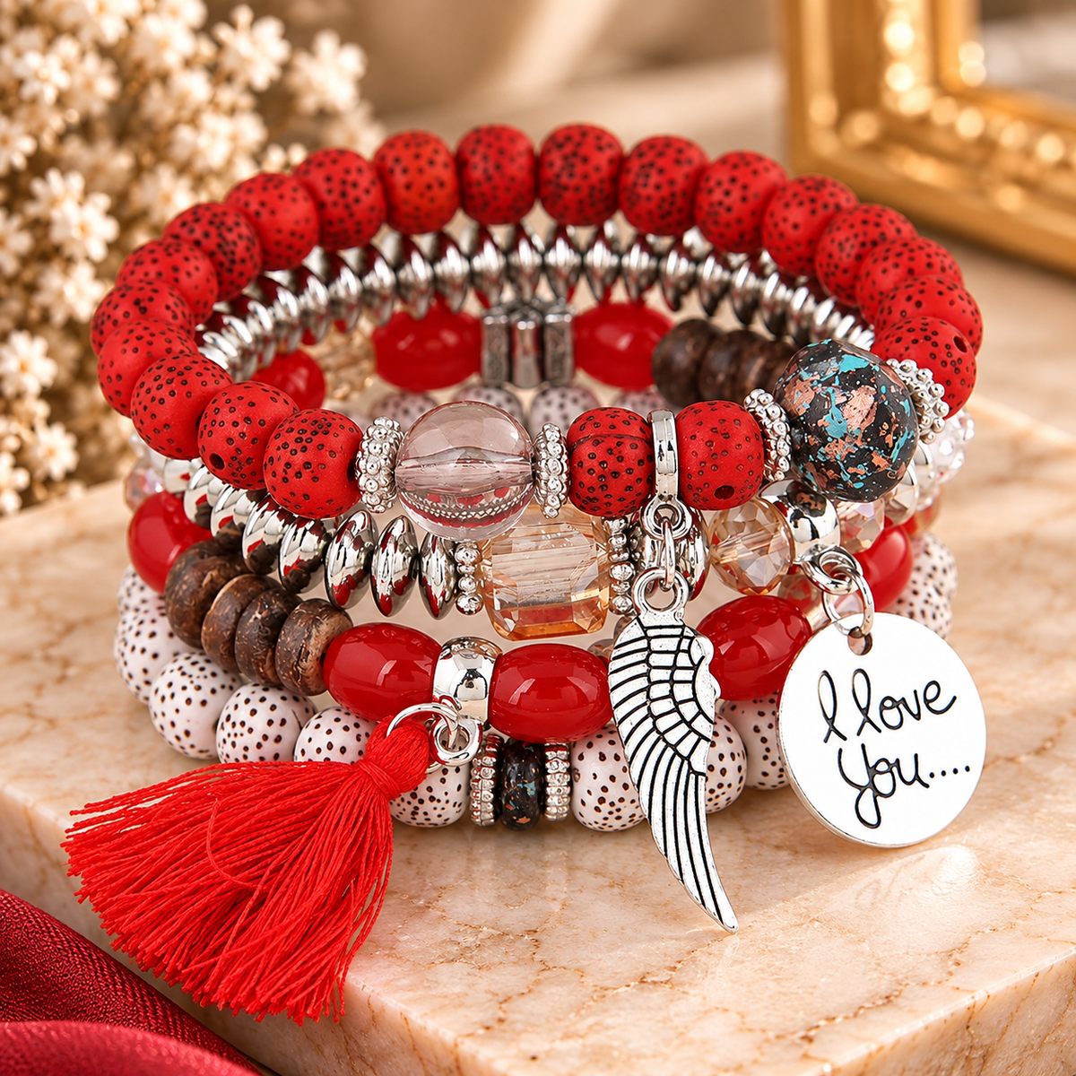 Blush Bohemian Charm Bracelet