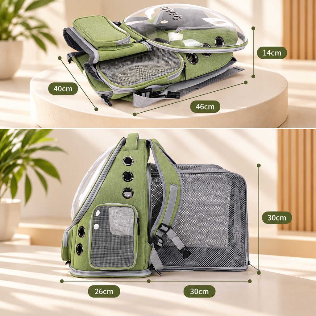 AeroPet Expandable Backpack – Breathable Travel Carrier for Cats & Small Dogs