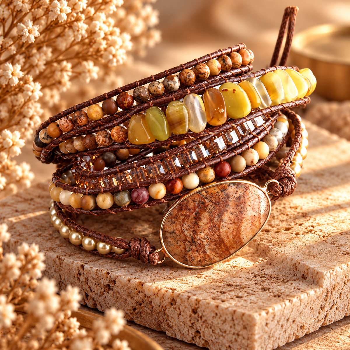 Midnight Stone Wrap Bracelet