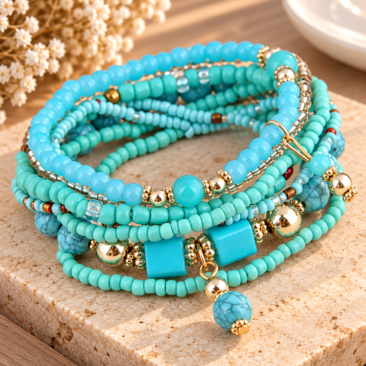 Blush Bohemian Charm Bracelet