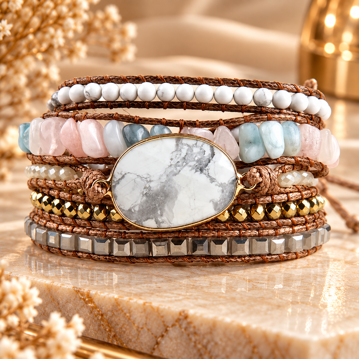 Midnight Stone Wrap Bracelet