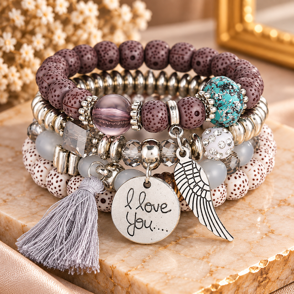 Blush Bohemian Charm Bracelet