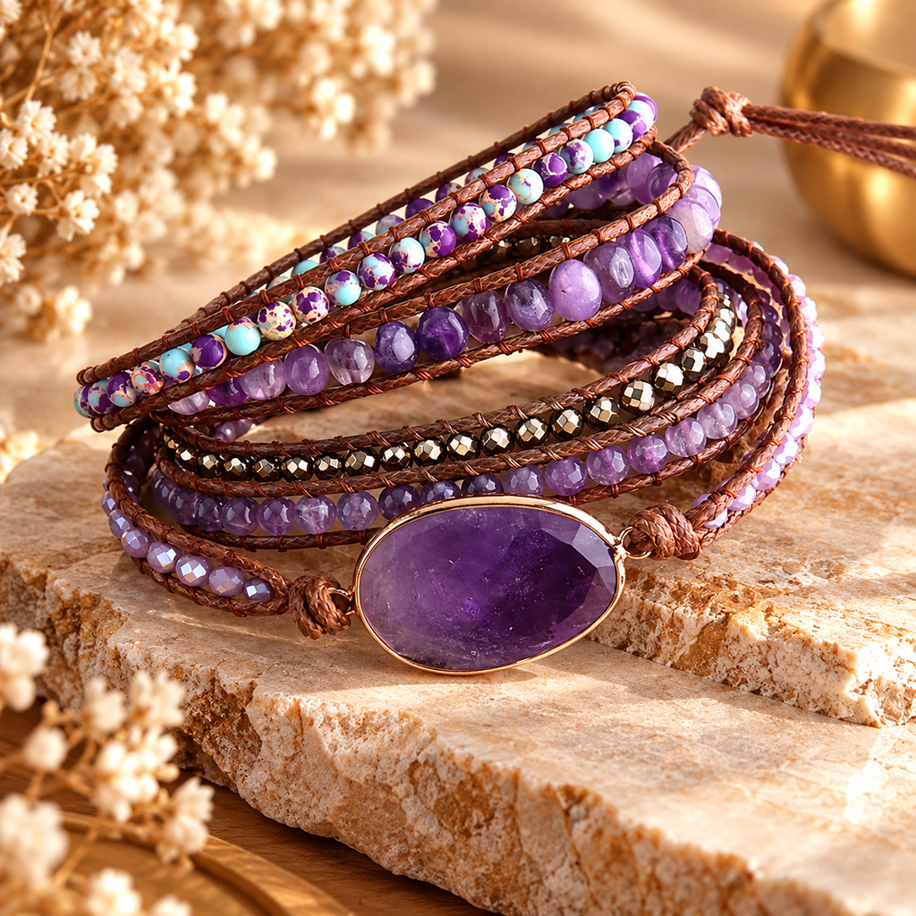 Midnight Stone Wrap Bracelet