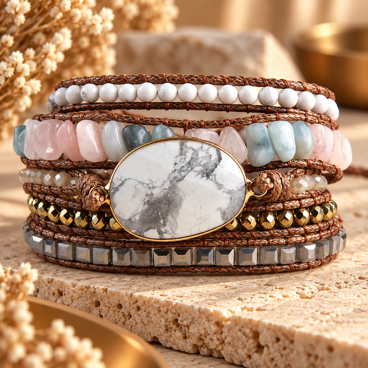 Midnight Stone Wrap Bracelet