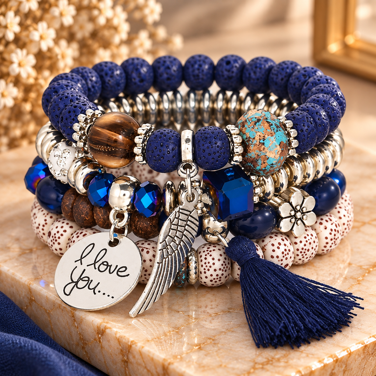 Blush Bohemian Charm Bracelet