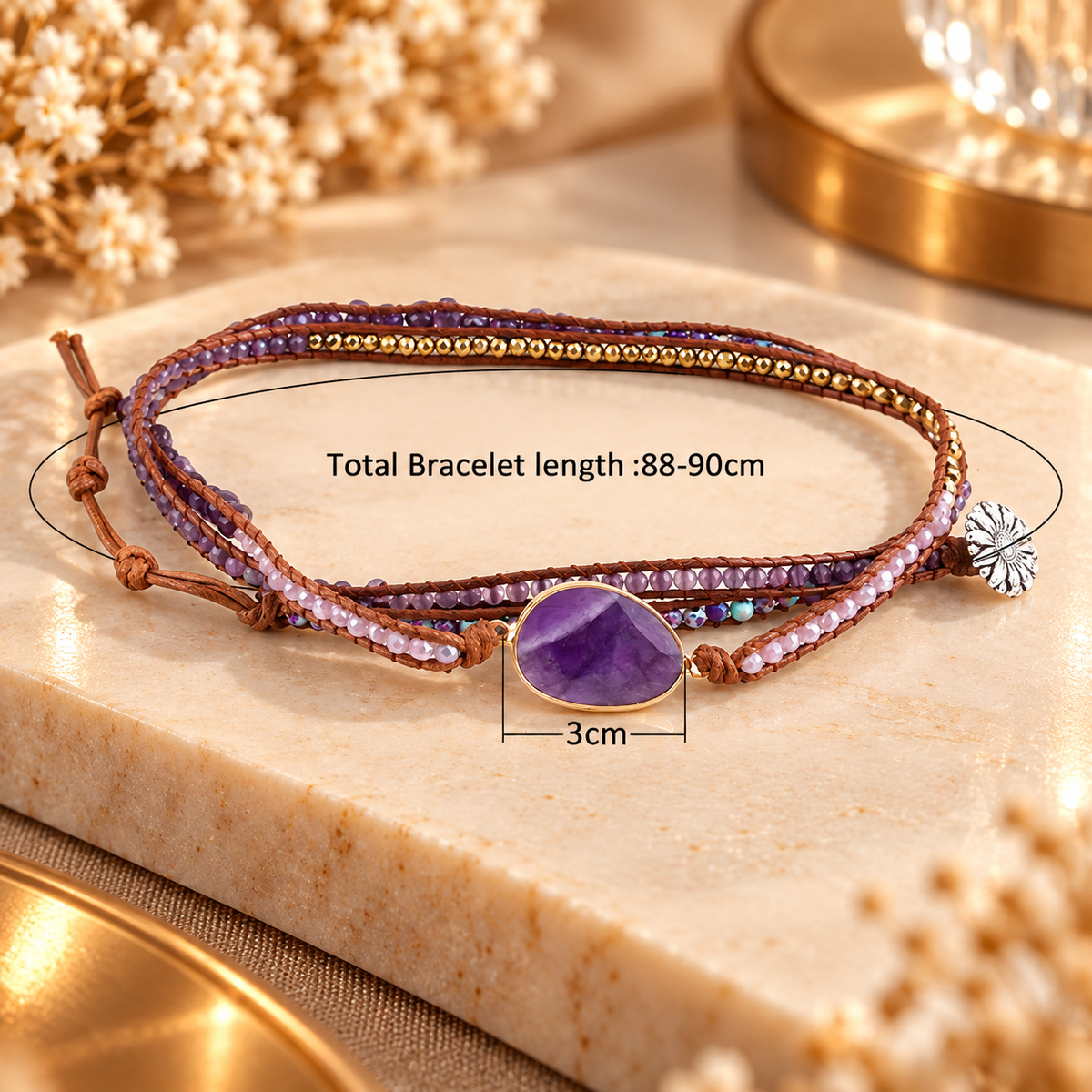 Midnight Stone Wrap Bracelet