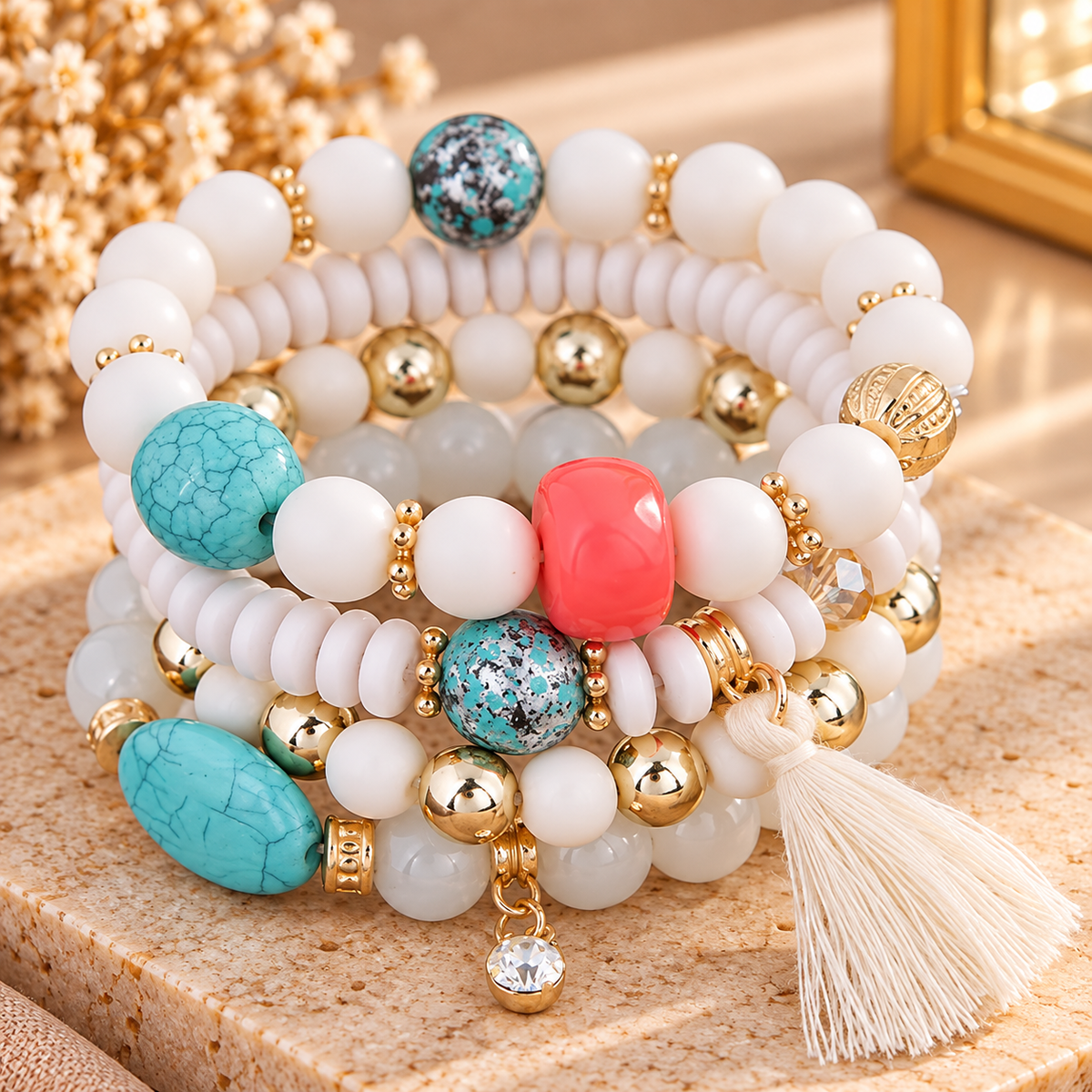 Blush Bohemian Charm Bracelet
