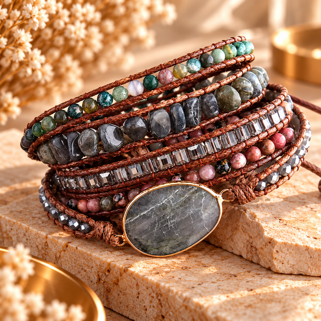 Midnight Stone Wrap Bracelet